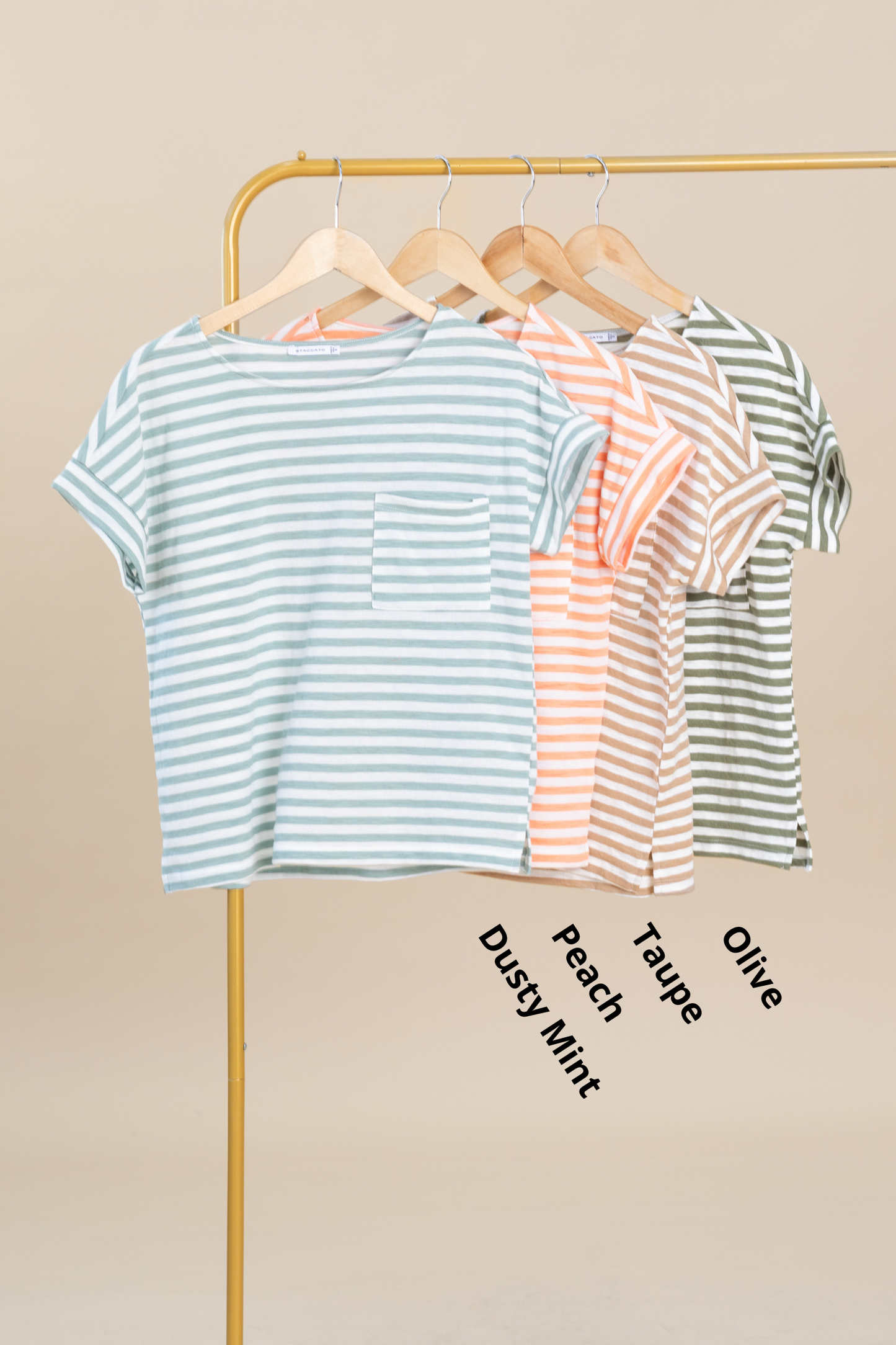 Stripe Pocket Short Sleeve T-Shirts