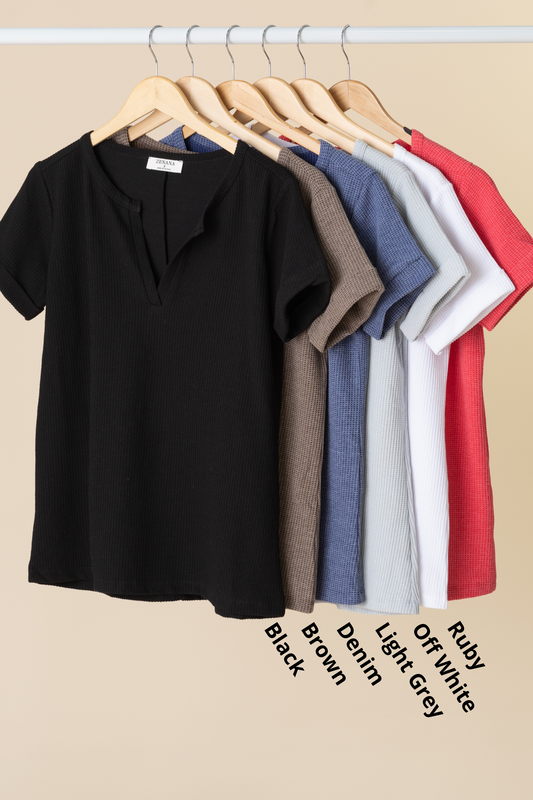 Melange Baby Waffle Henley Knit Top