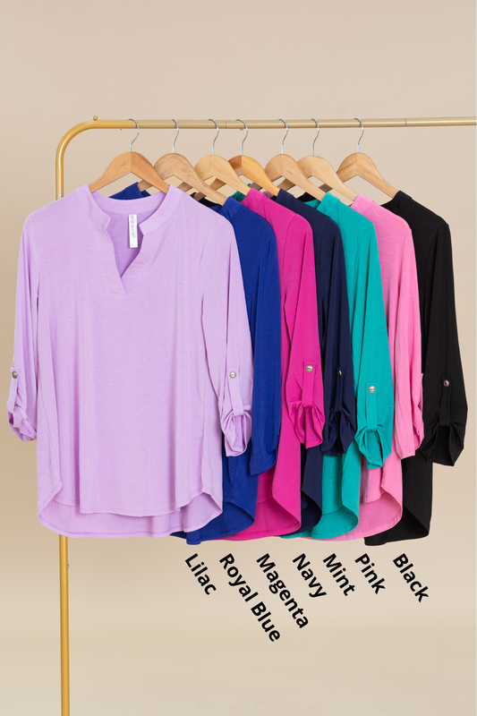 Lizzy Notch Neck Wrinkle Free Top