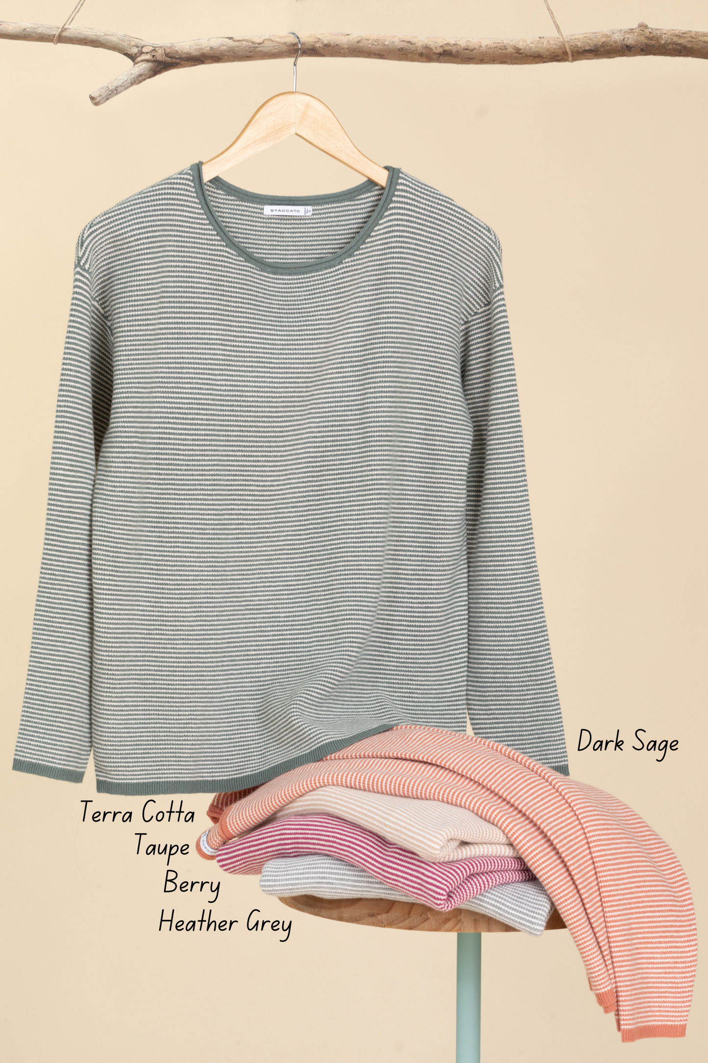 Waffle Textured Pinstriped Pullover Sweaters