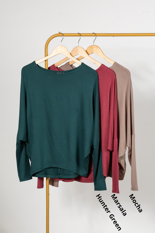 Long Dolman Sleeve Terry Knit Top