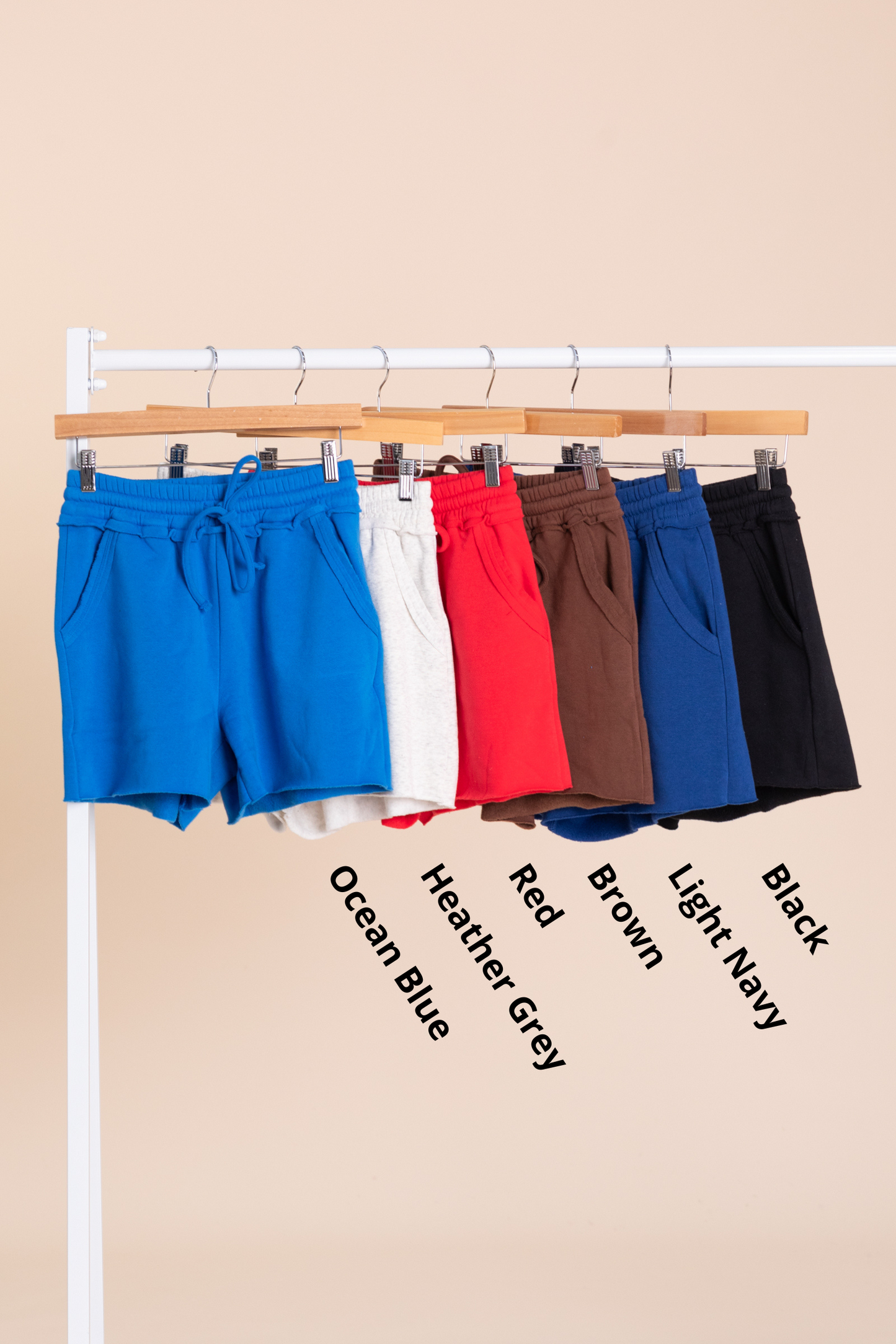 Fleece Raw Hem Drawstring Shorts