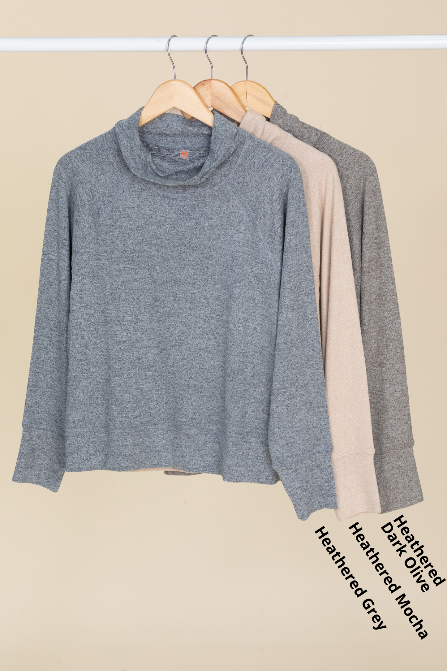 Brushed Hacci Cowl Neck Knit Pullovers