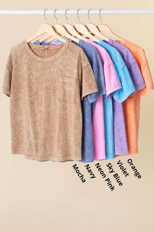 Halo Snow Washed Round Neck Tee Shirts