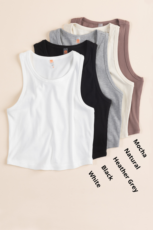 Essential Micro-Ribbed Racer Tank Top