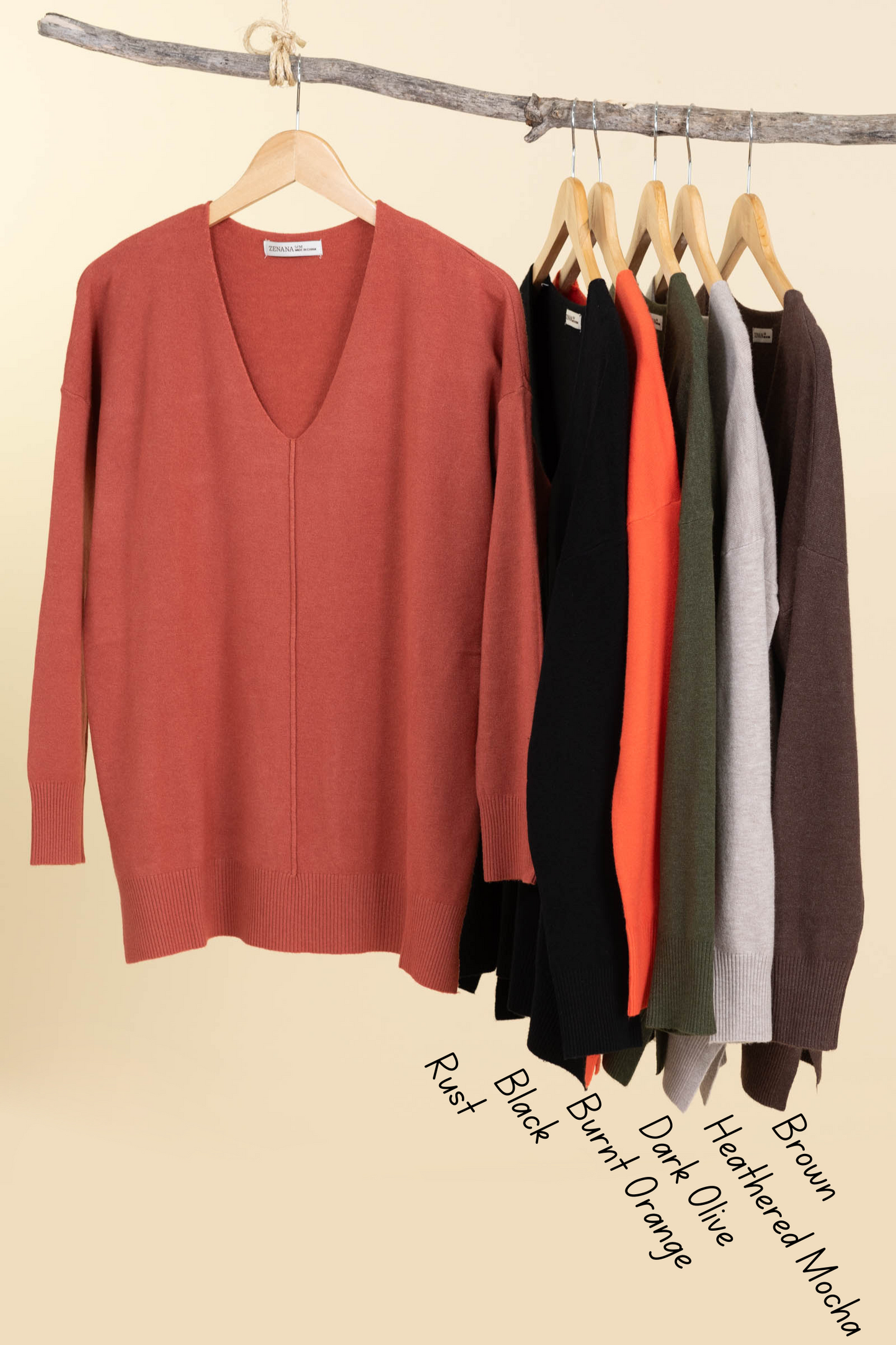 V-Neck Lightweight Sweaters With Seam Detail