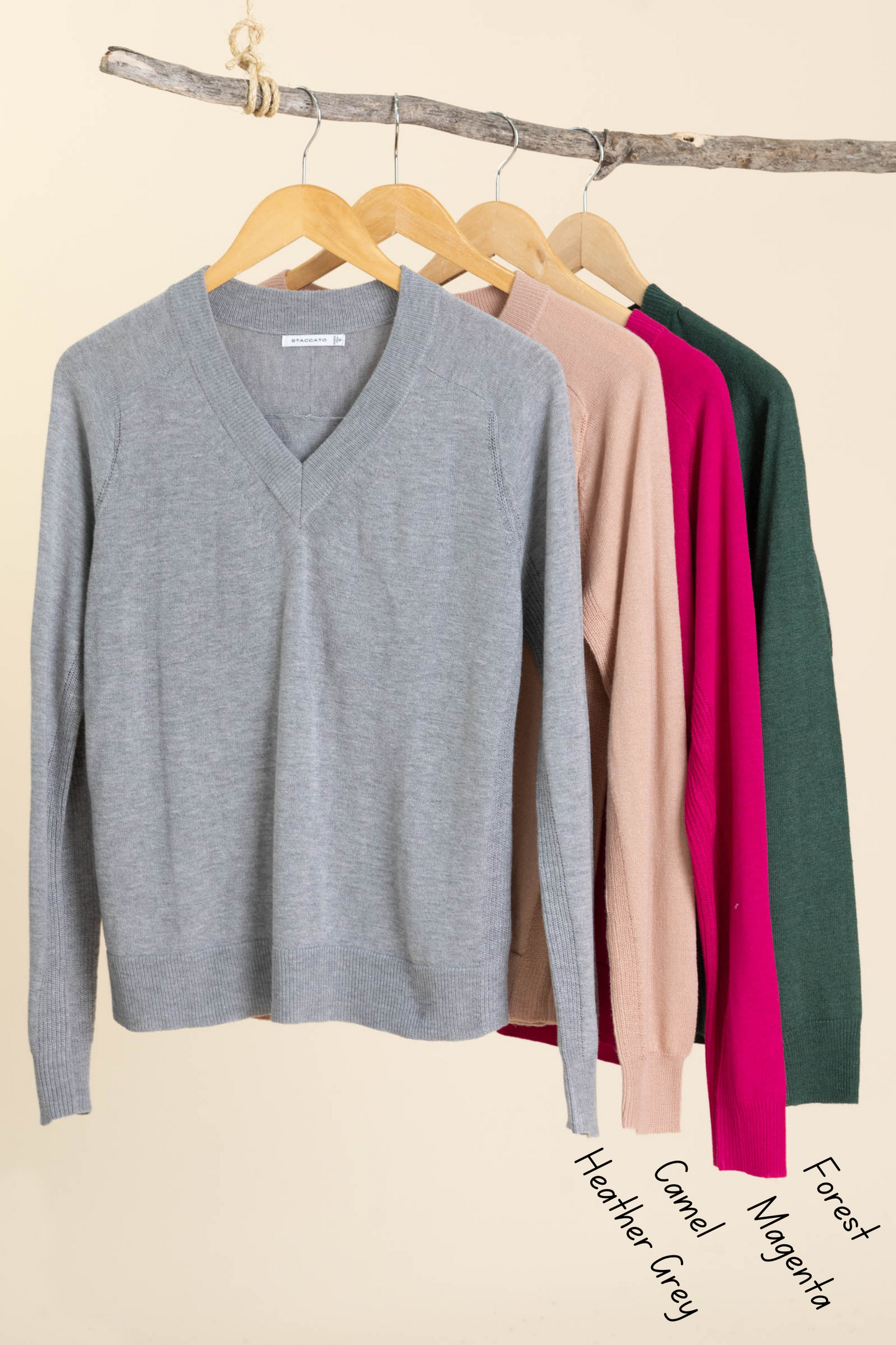 V-Neck Side Textured Knit Sweaters