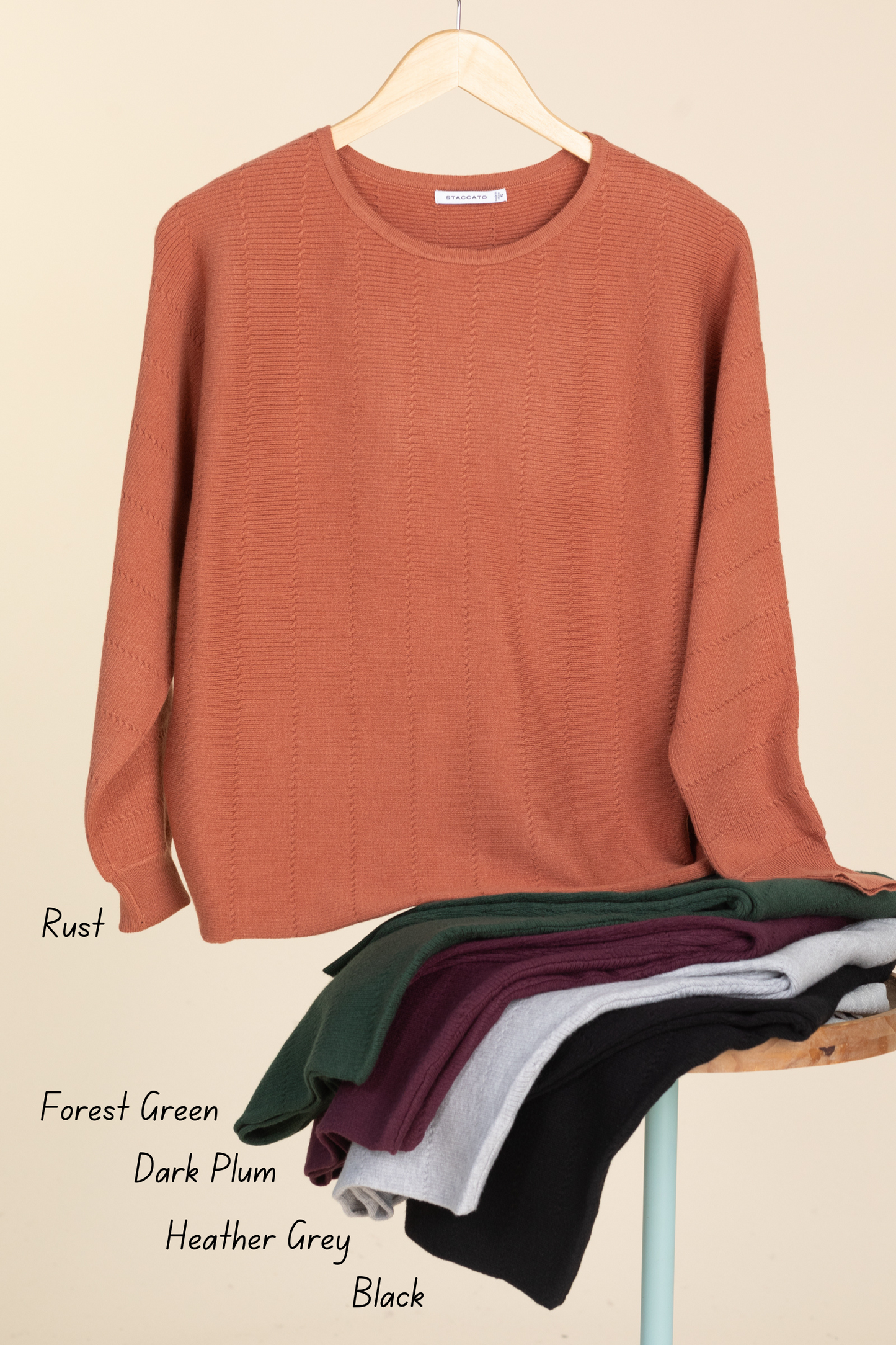 Vertically Textured Boat Neck Sweaters