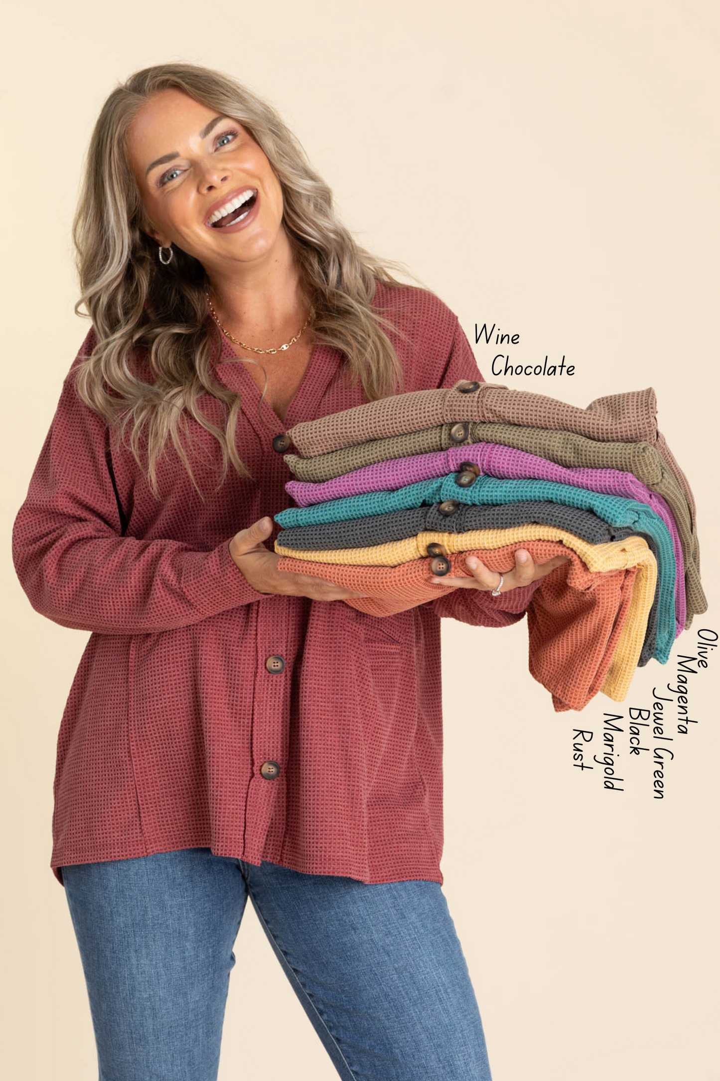 Knit Button Up Cardigans With Pockets