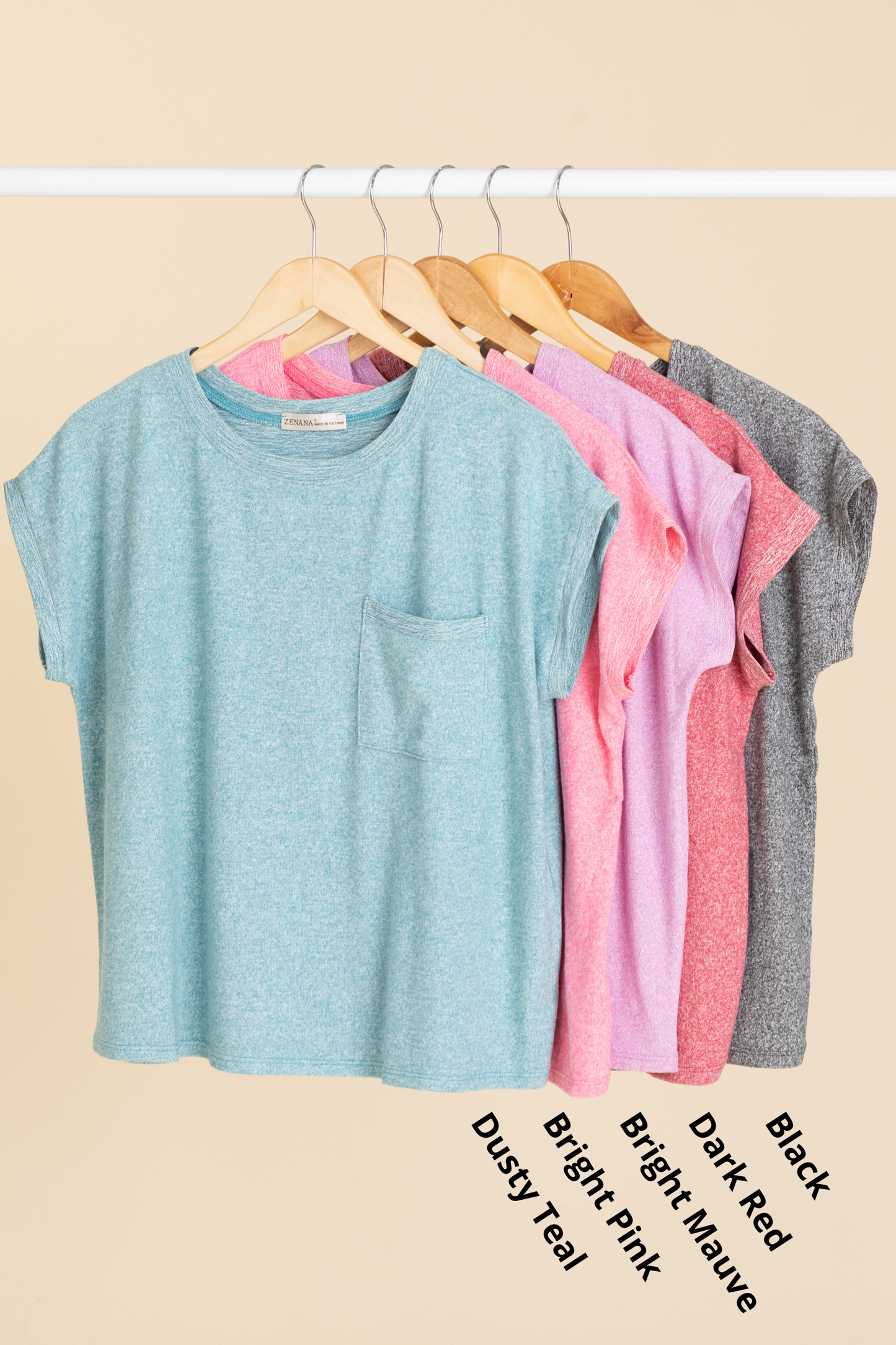 Soft Melange Hacci Knit Tee With Pocket