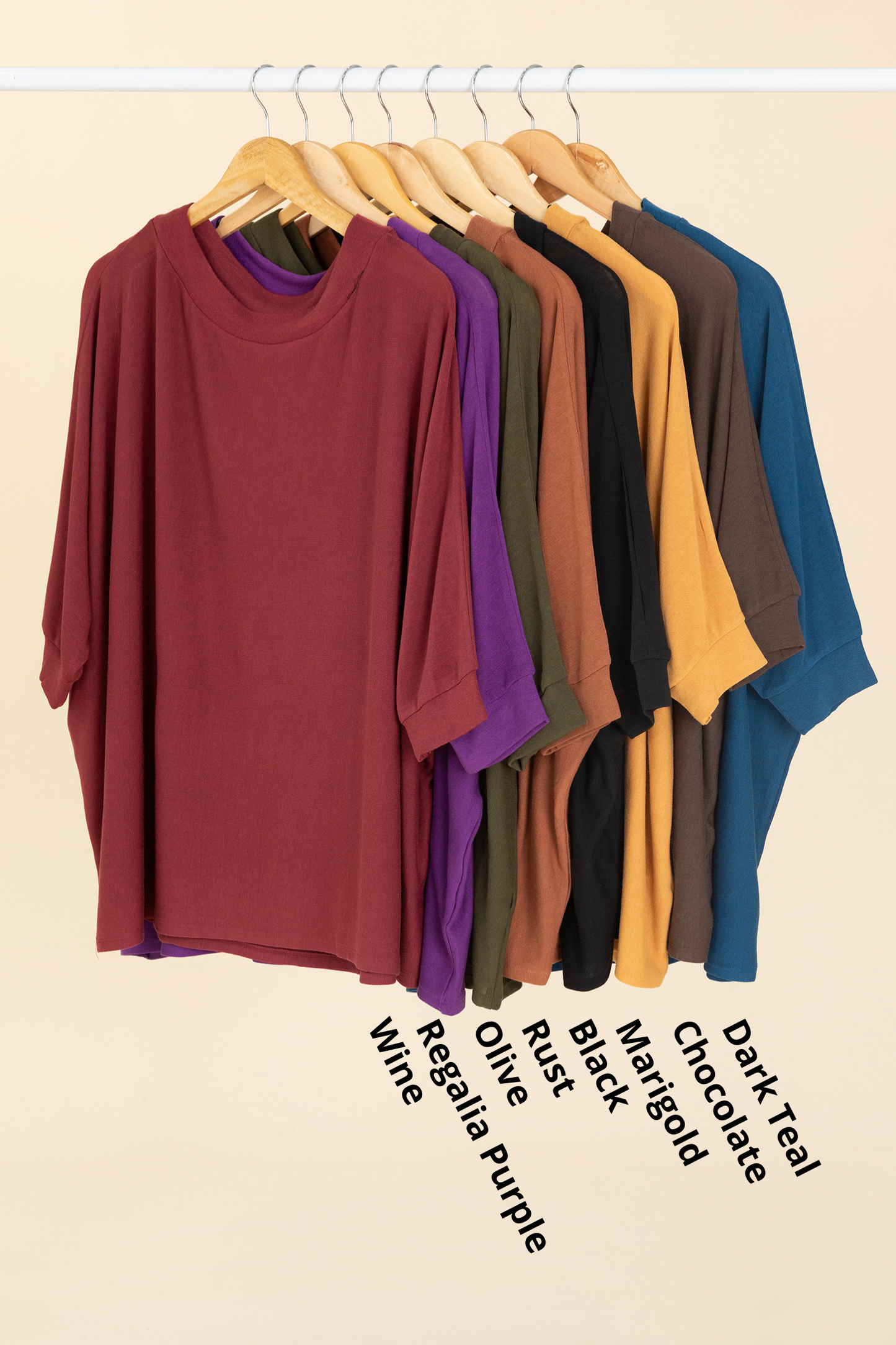 Boatneck Dolman Quarter Sleeve Knit Tops