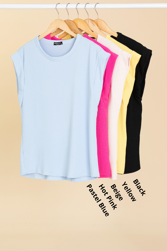 Ribbed Dolman Short Sleeve Knit Tops