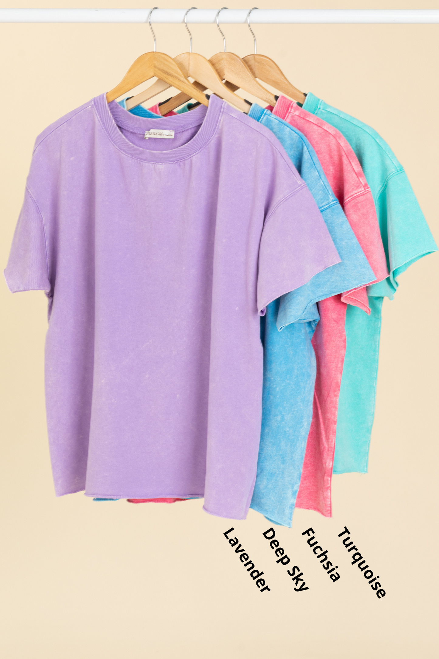 Acid Wash French Terry Drop Shoulder Knit Tops