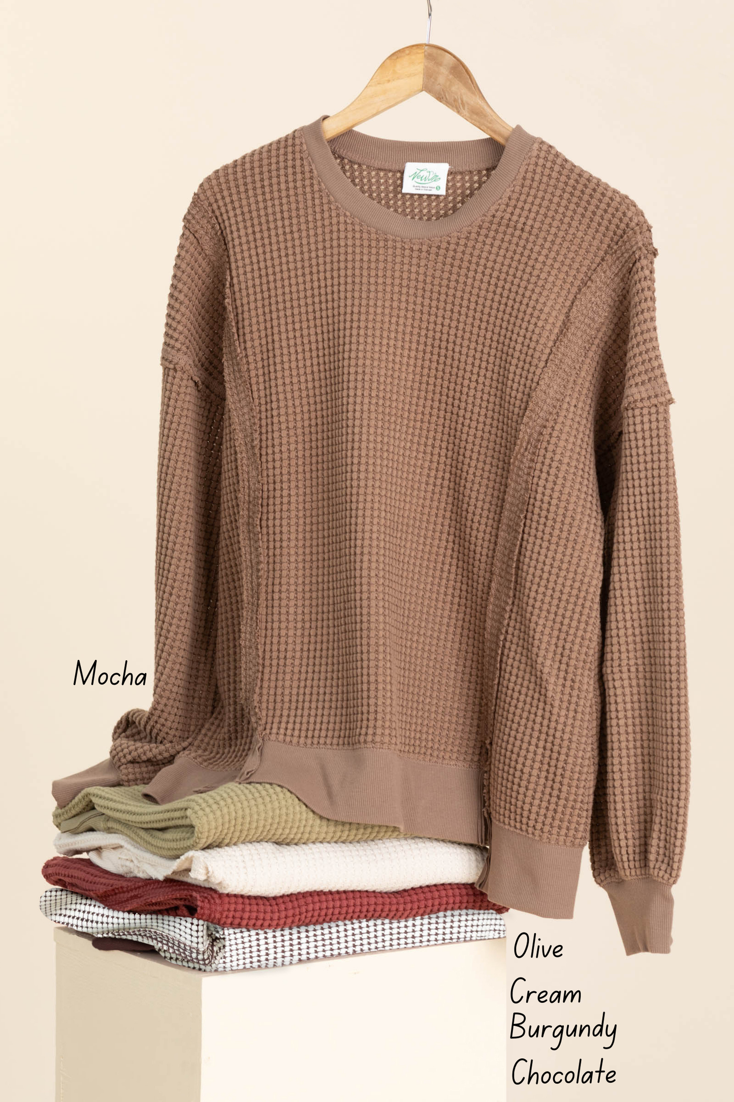 Relaxed Fit Waffle Knit Lightweight Sweaters