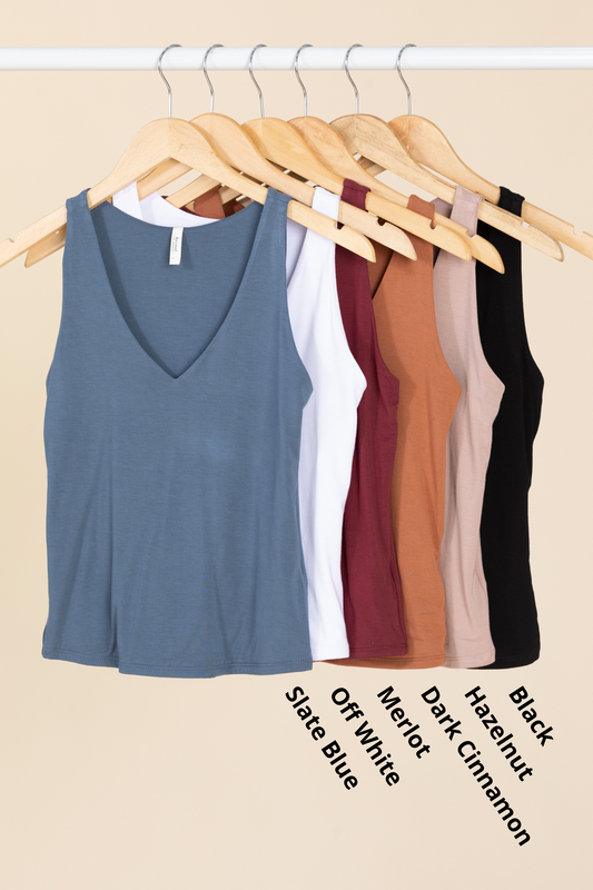 Soft Basic Full Length V-Neck Tank Tops