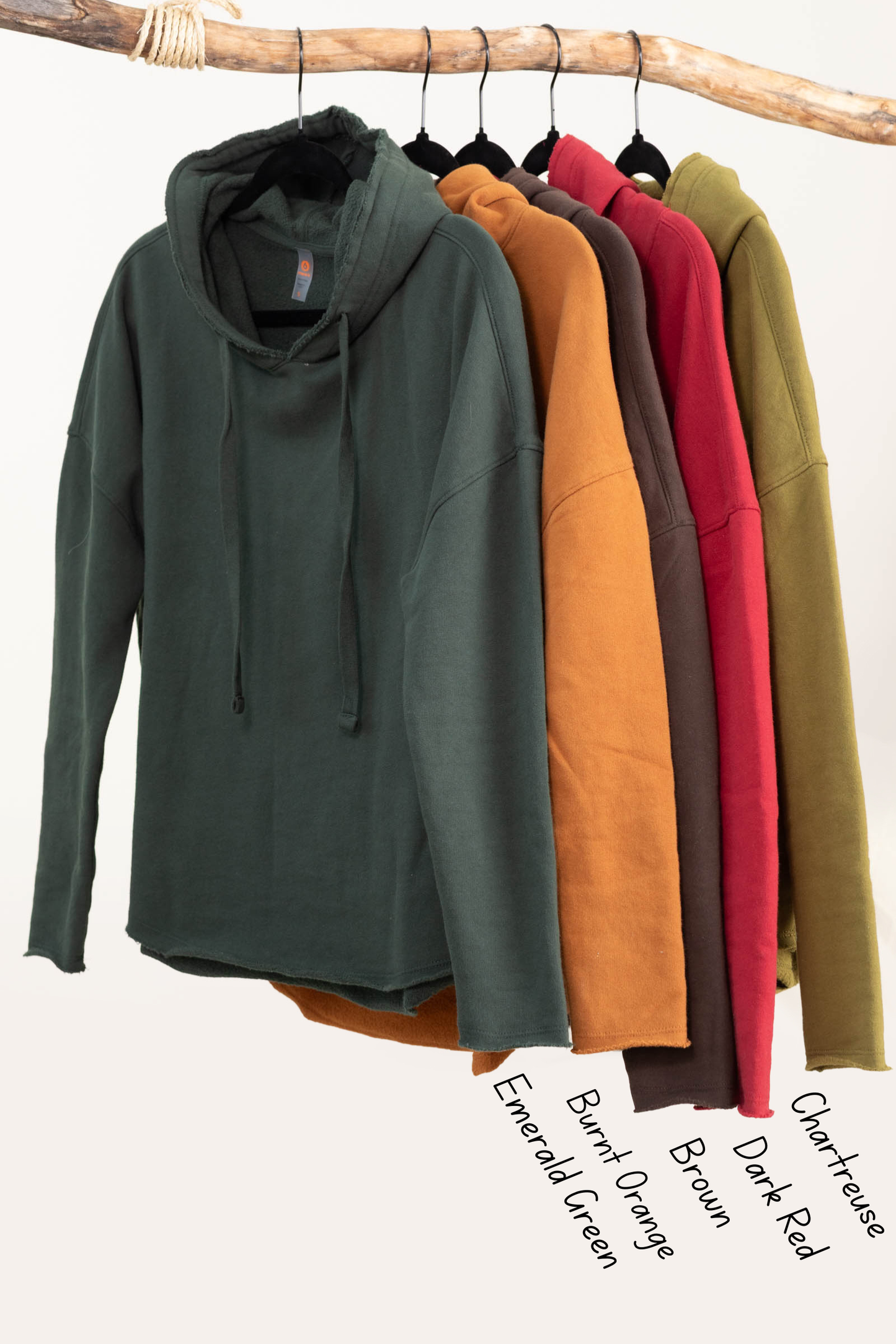 Raw Edge Round Hem French Terry Hoodie