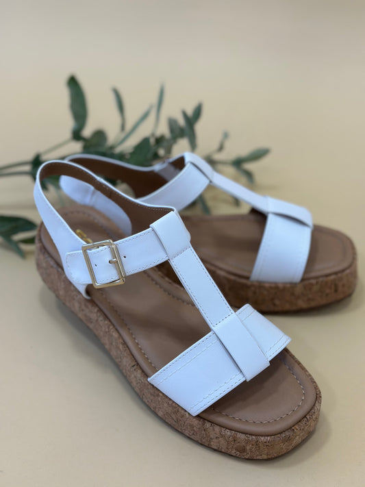 Cork Platform Square Toe Sandals